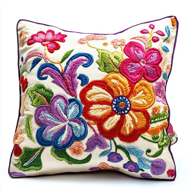 Vyšívaná vankúšová dekorácia